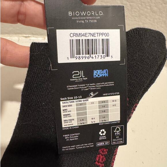 STRANGER THINGS Single pair of Men's Crew Socks NWT Fits Shoe Size 8 - 12 - Picture 4 of 5